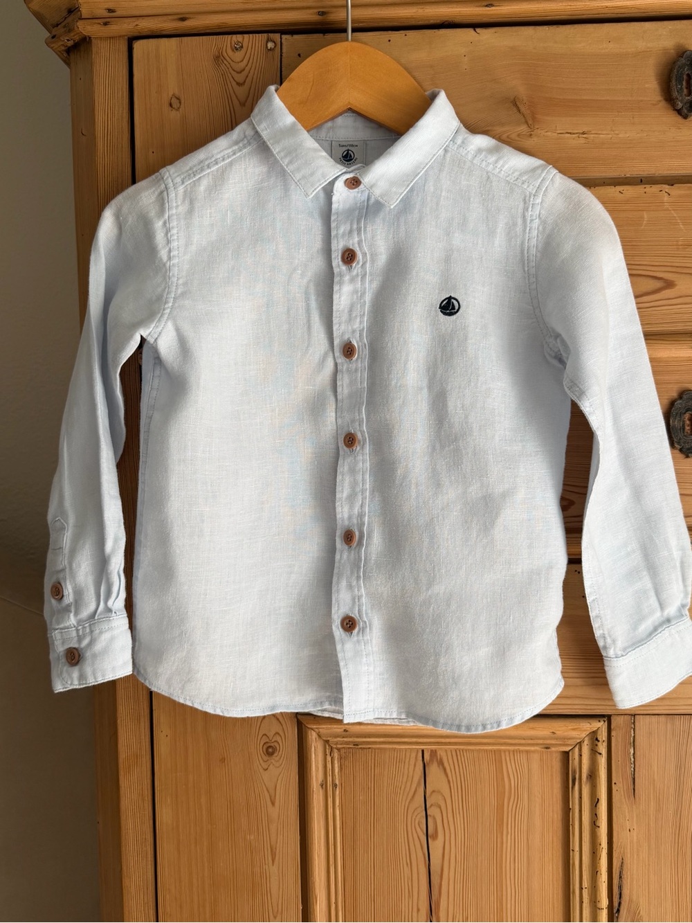Petit Bateau Light Blue Linen Button-Down Shirt